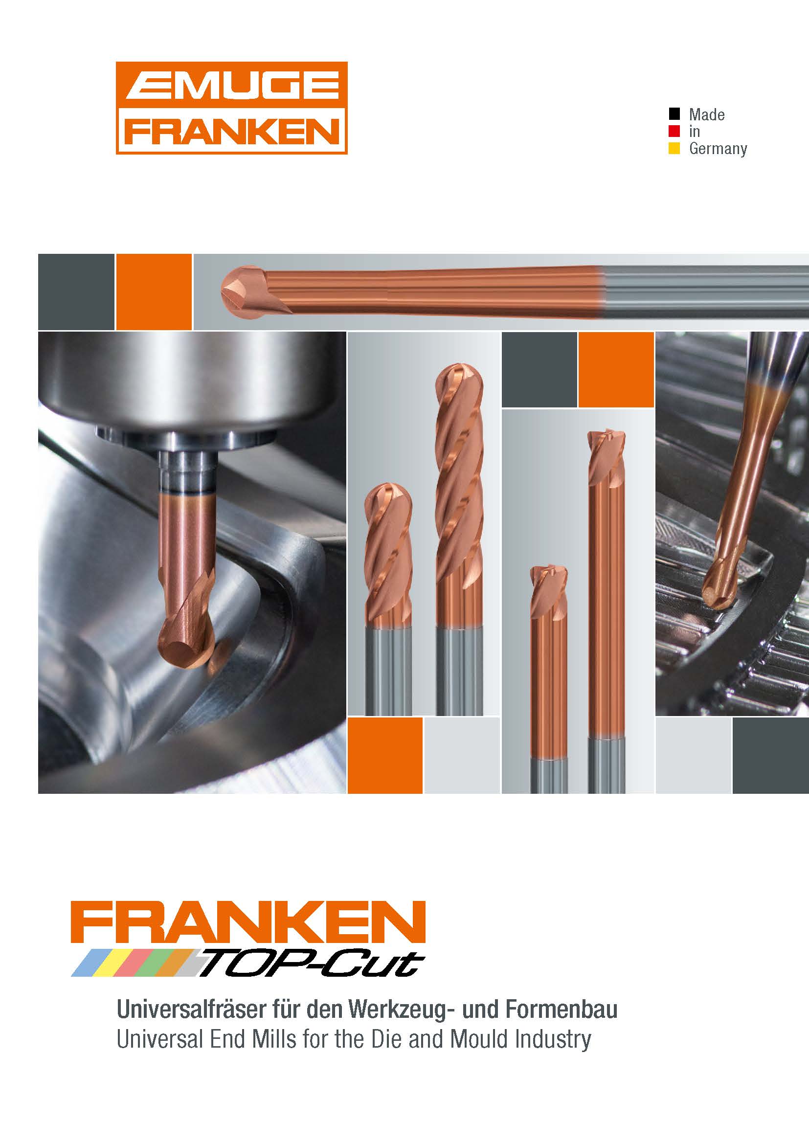 Top cut universal end mills for the die and mould industry